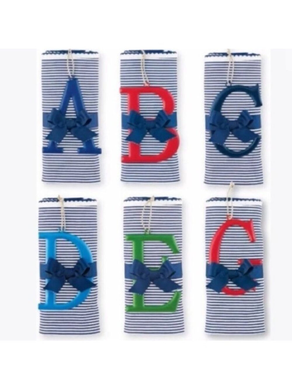MUD PIE Infant Baby Receiving Blanket Initial monogram hanger navy Blue NWT gift